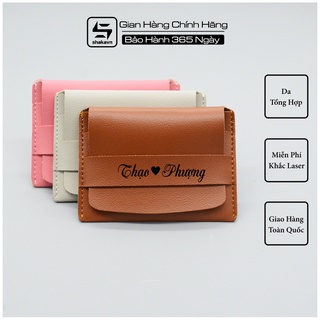 [Rẻ Mà Chất] Ví da Mini đựng card cao cấp -  Ví khắc tên. Đựng thẻ ngân hàng, tiền nhỏ gọn Shakavn
