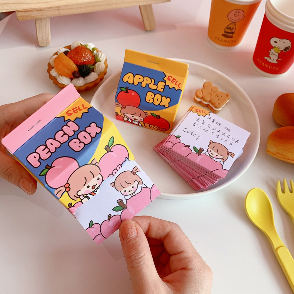 Giấy Note Pad Dạng Rút Hình Hộp Nước Ép Peach Apple Box