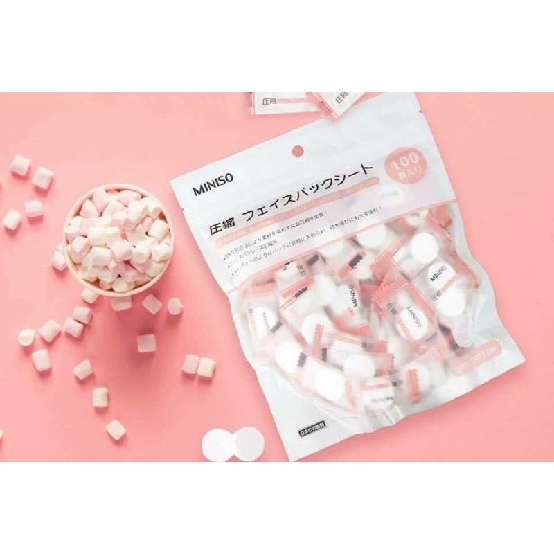 Mặt Nạ Nén Miniso Nhật Bản Túi 100 Viên Tiện Dụng