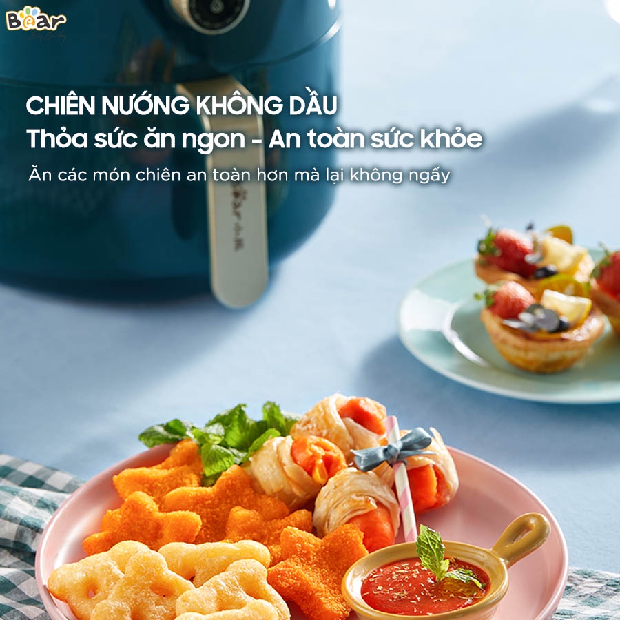 Nồi Chiên Không Dầu Bear Công Nghệ Hiện Đại Nhiệt Đối Lưu 360 Độ Chiên Chín Đều, Chất Liệu Cao Cấp An Toàn VS-8083A