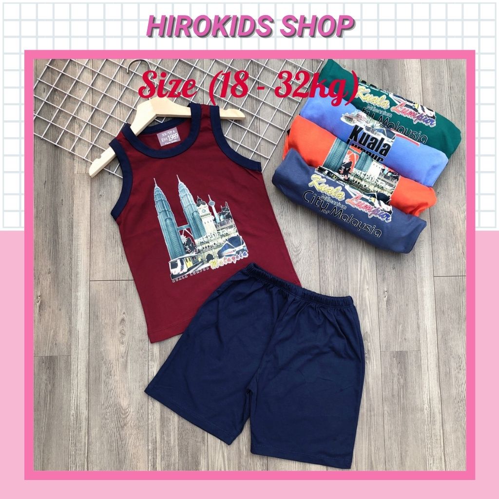 Bộ thun ba lỗ, sách nát in hình size đại cho bé trai (22-35kg) - Hirokids