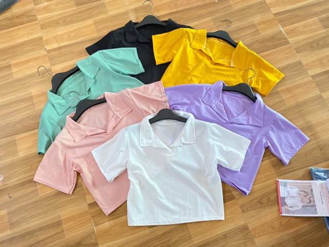 [Mã FAMAYWA giảm 10K đơn 50K] Áo croptop trơn cổ bẻ siêu xinh - 6 màu sắc | BigBuy360 - bigbuy360.vn