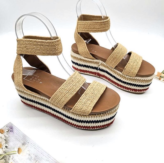 [order] giày sandal cói đế bánh mỳ 8cm xuất khẩu mẫu mới 2020