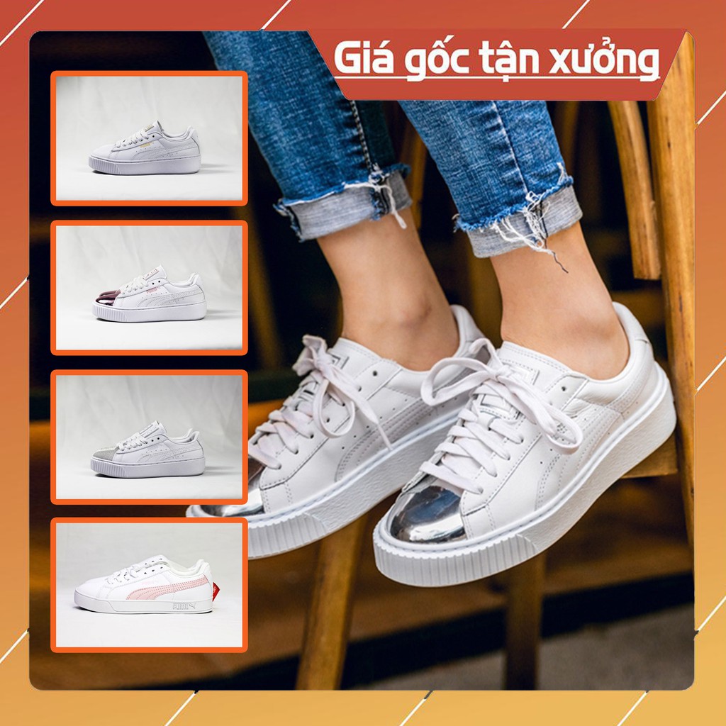 Giày Pu ma trắng form basic nam nữ [FREESHIP + FULL BOX]