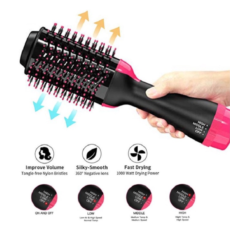 Lược Điện Chính Hãng ONE STEP, Lược Sấy Cụp Tóc Tại Nhà - Kiêm Máy Sấy Khí Tạo Phồng - Đa Năng - Bảo Hành 12 Tháng