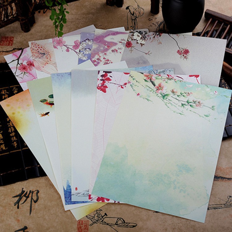 20 tờ Giấy viết thư phong cách Nhật Bản lãng mạn, giấy ghi lưu bút, giấy vẽ, giấy viết thư pháp loại 1