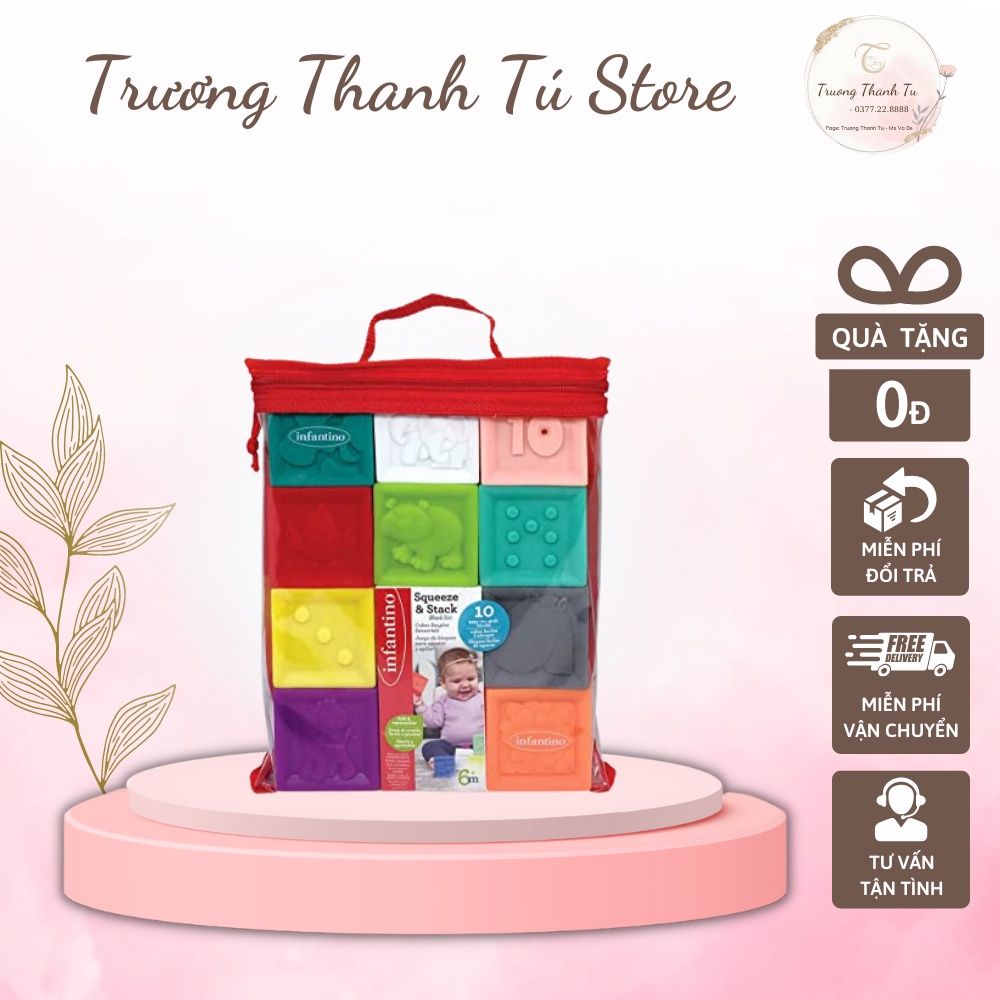 Bộ Đồ Chơi Khối Xếp Chồng, Bóp Infantino - 10 Khối Dành Cho Bé