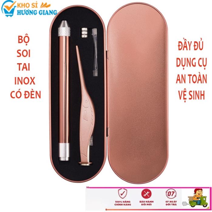 Bộ dụng cụ lấy ráy tai cao cấp có đèn, Bộ soi tai an toàn tiện dụng, vệ sinh dùng cho mọi lứa tuổi không gây đau rát tai