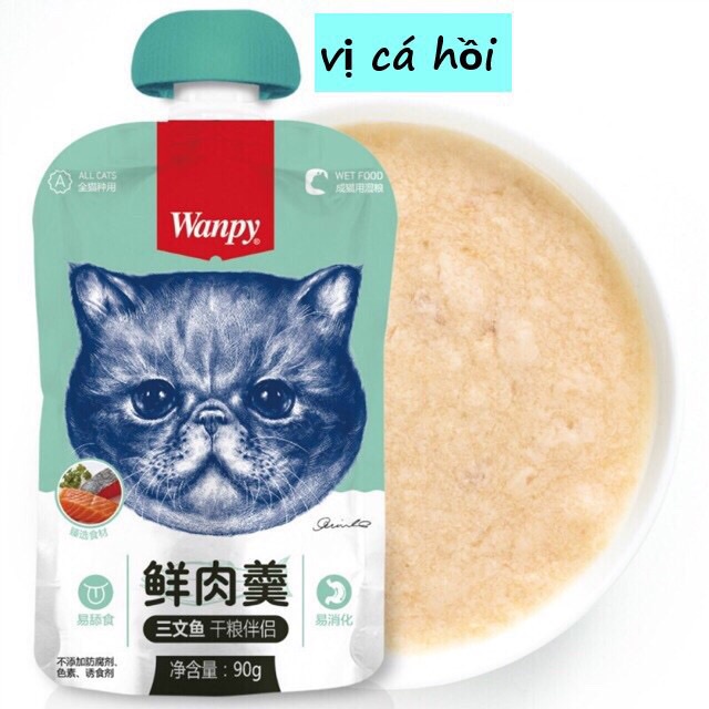 Pate Wanpy nắp vặn 4 mùi vị cho mèo 90G
