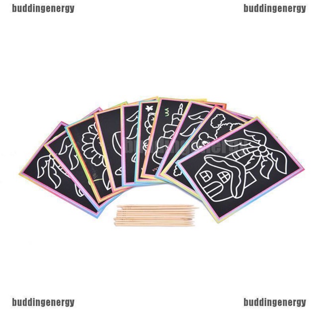 Set 8 tấm tranh cào nhiều màu thần kỳ kèm que vẽ thú vị