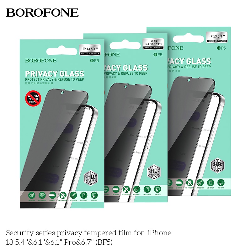 Kính cường lực BOROFONE BF5 chống nhìn trộm full dòng iPhone - Chính hãng