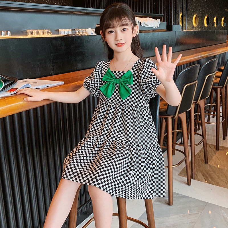 Đầm Chiffon Mỏng Sọc Ca Rô Thời Trang Mới Dành Cho Bé Gái 2022