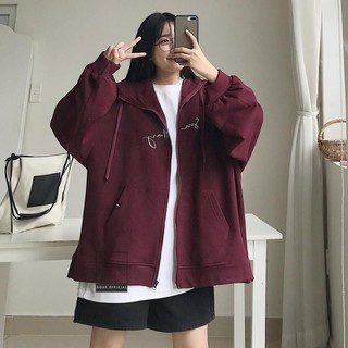 Áo Khoác Nỉ Khóa Zip SOMEDAY Oversize Hoodie Thêu Chữ Form Dáng Basic Dáng Rộng Dài Tay -10114  GOUS OFFICIAL