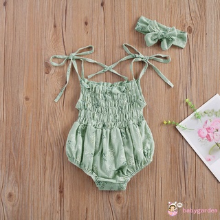 Áo liền quần in hoa + băng đô nơ cho bé gái