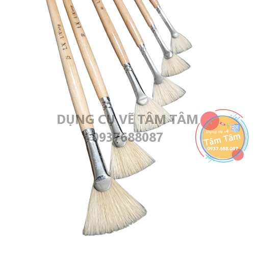 [ TÂM TÂM ]-Bộ cọ quạt 5 cây cán gỗ lông quạt cứng LX Lixiang 805-