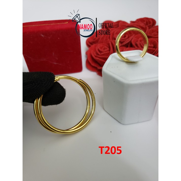 Khuyên Tai Tròn Nữ bản Tròn T205 đường kính 4cm bạc 925 mạ vàng 18k Namoo Jewelry