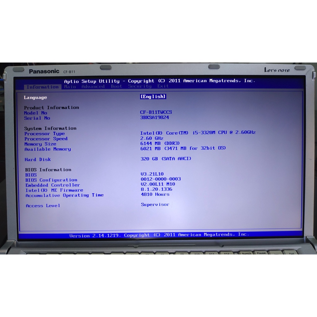 Laptop Panasonic nội địa Nhật CF-B11 i5-3320M, RAM 8GB, SSD 120GB