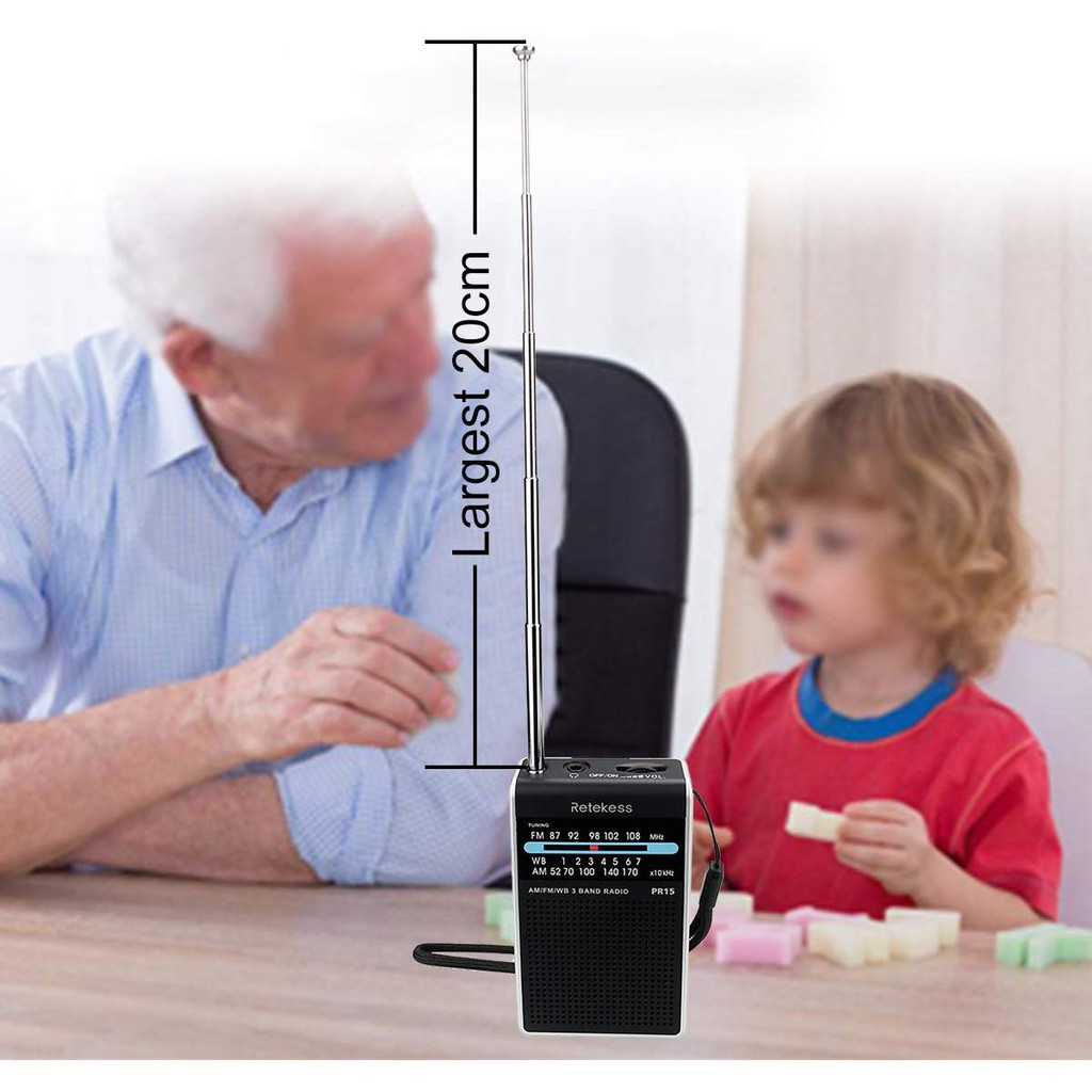 Đầu Máy Radio Retekess PR15 FM AM NOAA Kiểu Dáng Mini Cầm Tay Có Cảnh Báo Thời Tiết