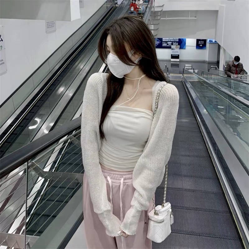 Áo khoác cardigan mỏng choàng ngoài Forgirl tay bo bánh bèo