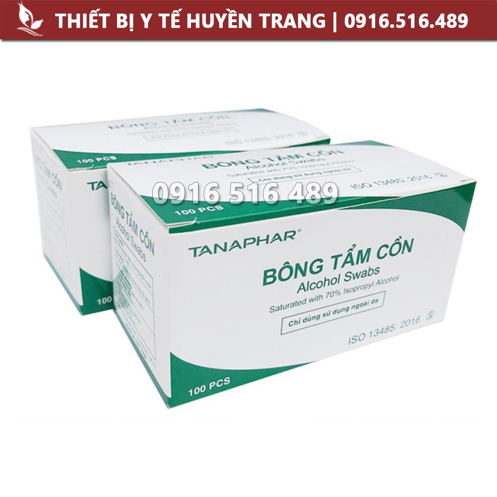 Gạc Tẩm Cồn Sát Khuẩn 100 Miếng, Bông Tẩm Cồn Y Tế Tiệt Trùng Sát Trùng, Cồn Khô Alcohol Pads TANAPHAR / GREETMED