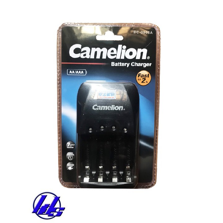 Combo bộ sạc nhanh 2 giờ, tự ngắt Camelion BC-0905A kèm 4 pin sạc AA 2700mAh Lockbox