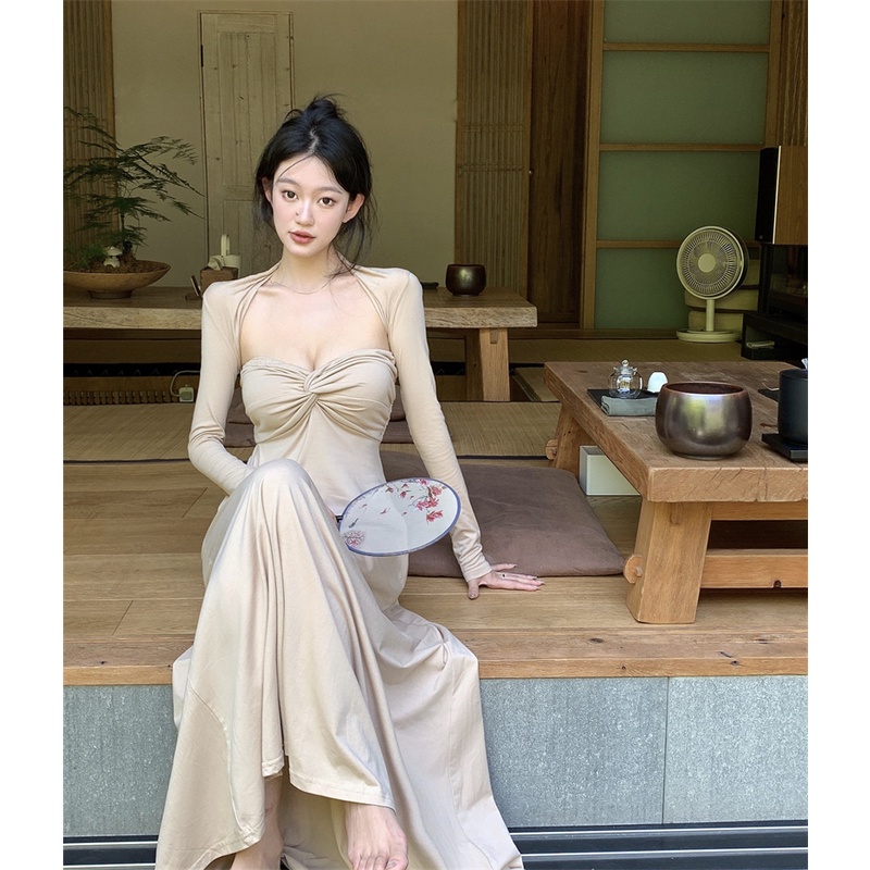 Đầm Hai Dây + Áo Khoác cardigan Chống Nắng Cao Cấp Thời Trang