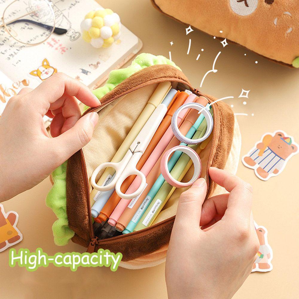 Túi Đựng Bút Hình Hamburger Bằng Lông Nhung Kích Thước Lớn Dễ Thương Xinh Xắn