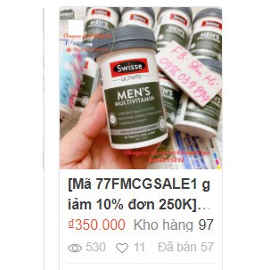 Vitamin tổng hợp cho nam Swisse Men’s Ultivite Multivitamin Úc, 60 viên - Swisse Men