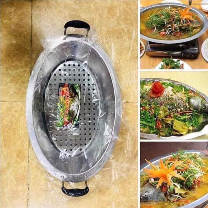 Khay cá chép om dưa CHIAN - Inox Cao cấp có kèm khay chống khê (cháy) - Hàng nguyên khối - Giao nhanh - Đổi mới dễ dàng