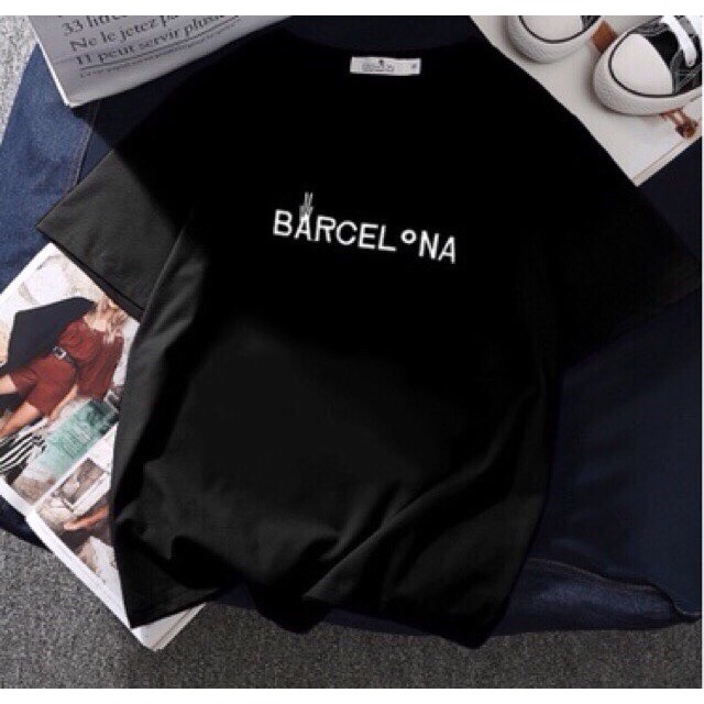 Sale Hot! Áo thun nam nữ form rộng tay lỡ ( 40-70kg) in chữ BARCELONA cực đẹp, áo phông dáng rộng siêu hot hit giá rẻ | BigBuy360 - bigbuy360.vn