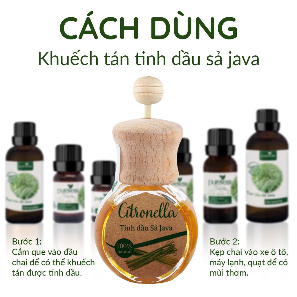 Tinh dầu khuếch tán Sả Java Purevess giúp khử mùi hôi, tập trung cho công việc