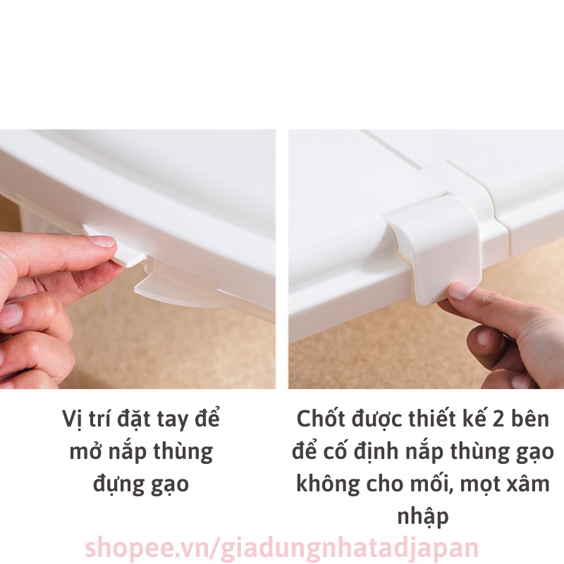 Thùng đựng gạo thông minh 10kg Inomata hàng nội địa Nhật Bản có bánh xe dễ dàng di chuyển AD53