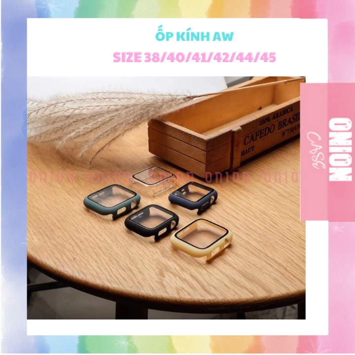 Ốp kính cường lực Full Mặt  Và Kèm Viền Cho Apw đủ mầu size 38mm 40mm 41mm 42mm 44mm 45mm