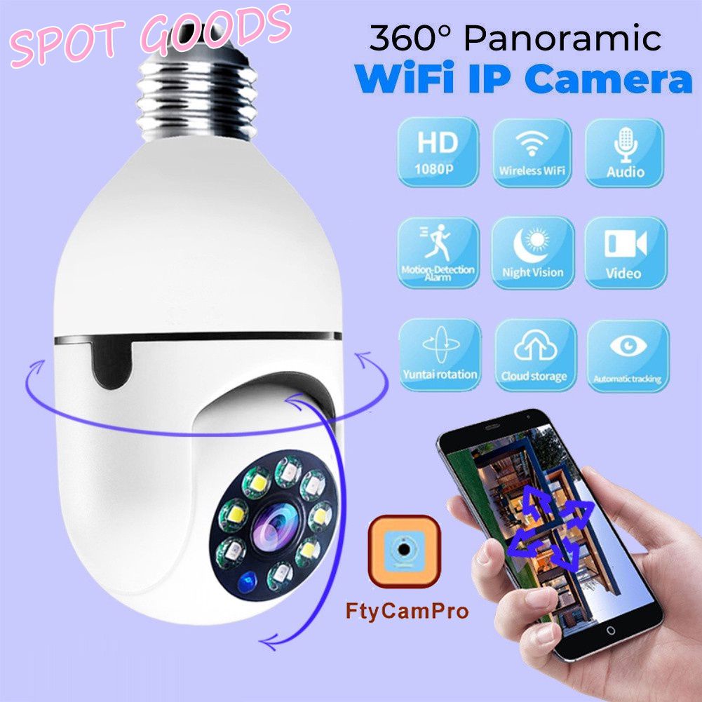 2.4Ghz Chống Nước E27 Camera Quan Sát Hd 1080P 360 &deg; Quay Ban Đêm Màn Hình Điều Khiển Bằng Fytcampro Ứng Dụng