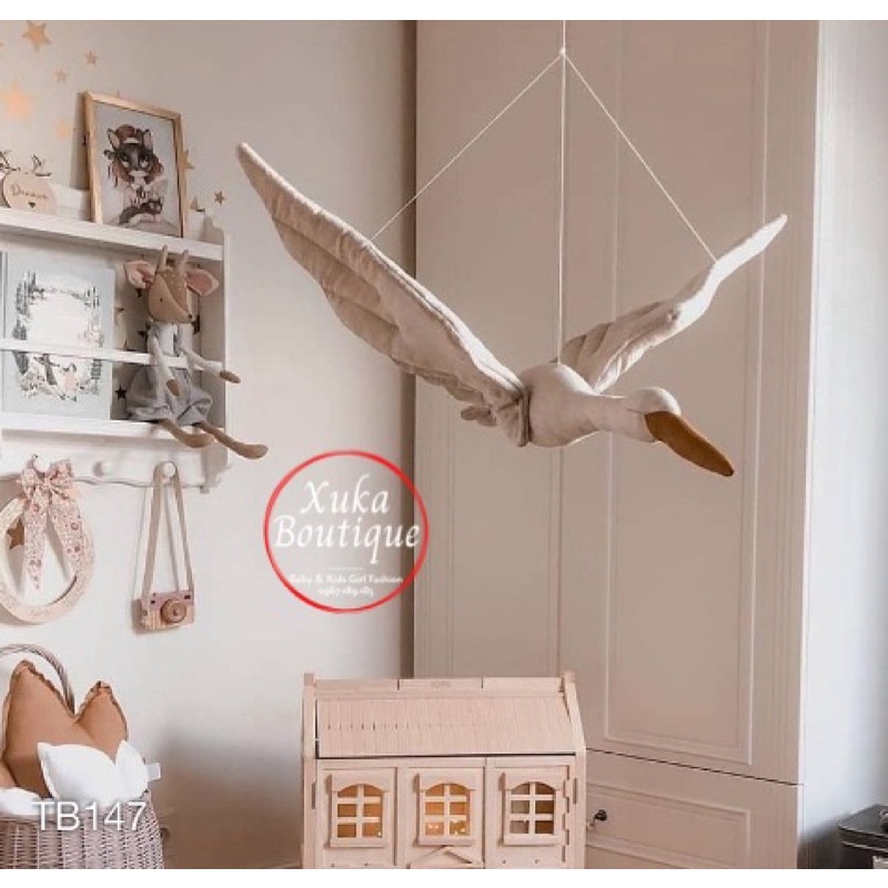 Thú Bông Organic An Toàn Cho Bé Phong Cách Hàn Quốc , Thiên Nga Treo Tường