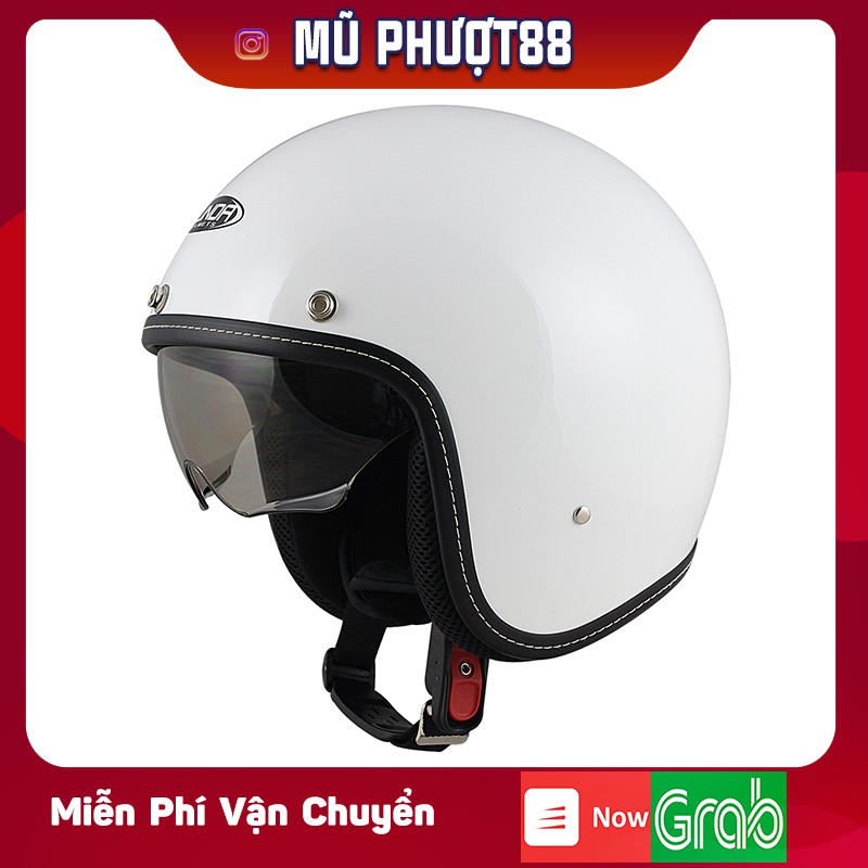 Mũ Sunda 388 dấu kính - Màu Trắng - Mũ 3/4 dấu kính chính hãng sunda cho người lớn clip thật