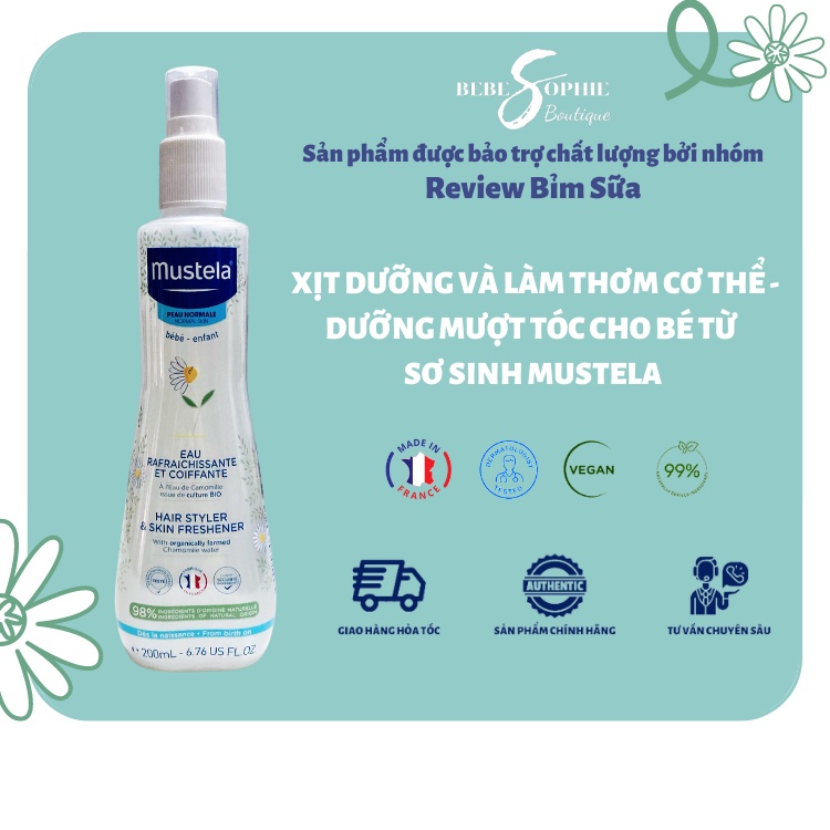 Chính hãng - Combo dầu gội và xịt thơm tóc Mustela an toàn cho bé sơ sinh