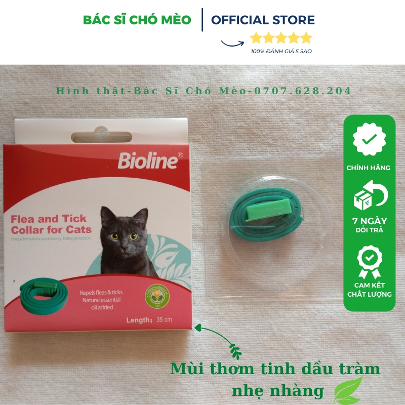 Vòng Cổ Trị Ve Rận Cho Chó Mèo Bioline 100% Tự Nhiên- An toàn lành tính- Vòng Chống Bọ Chét