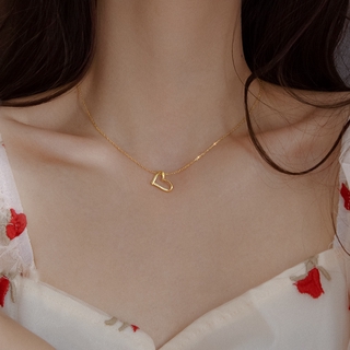 Vòng cổ mặt hình trái tim mạ vàng hồng 14K đơn giản