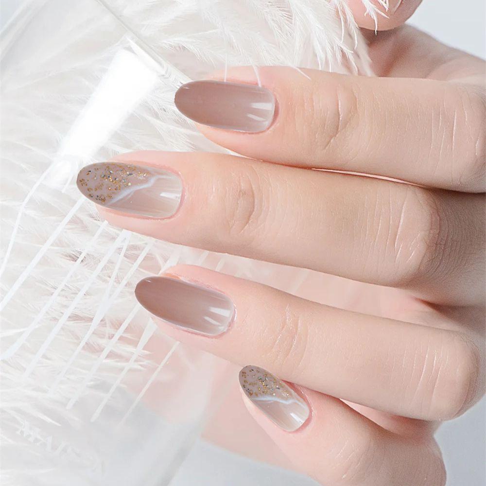 MIHAN1 Bộ 24 Móng Tay Giả Acrylic Che Phủ Toàn Diện