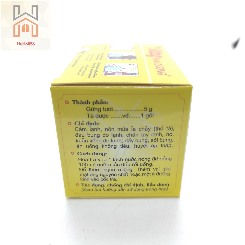 Trà Gừng Thái Dương - Hỗ Trợ Cảm Lạnh, Ho, Khàn Tiếng, Đau bụng- Hộp 10 gói