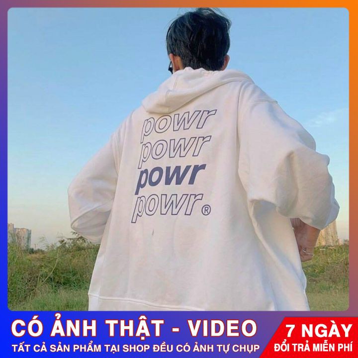 Áo nỉ nữ ⭐️ MẪU MỚI ⭐️ Áo khoác hoodie powr nhiều màu, có khoá kéo, chuẩn dáng rộng unisex | BigBuy360 - bigbuy360.vn