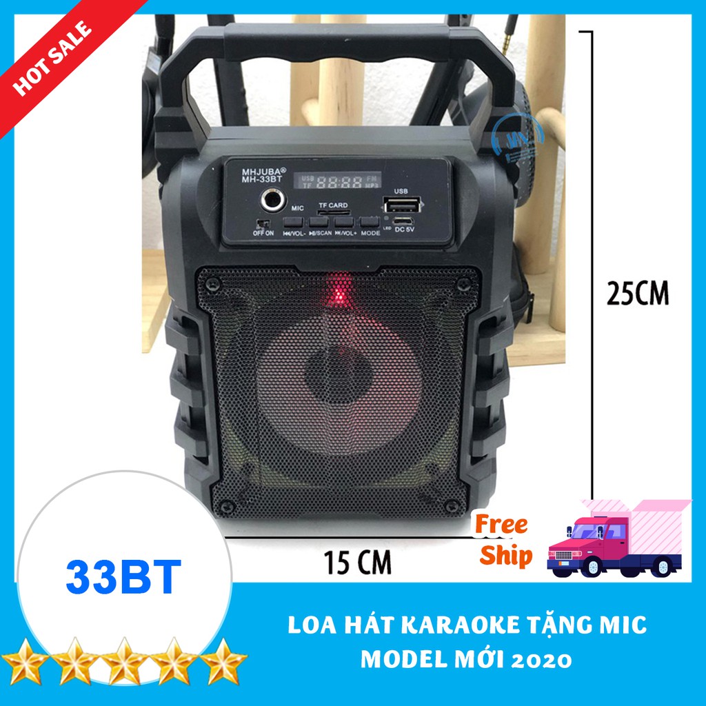 [TẶNG 1 MIC KARAOKE CÓ VANG 100K] Loa Kẹo Kéo Karaoke Bluetooth Mini 33bt/Gs33/Gs23 Có Vang âm thanh trầm ấm