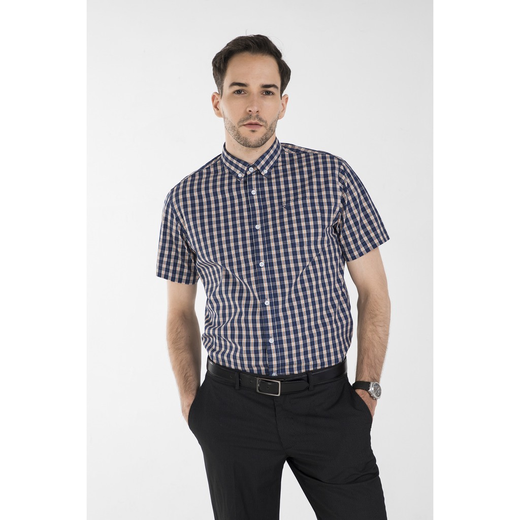 Áo sơ mi nam DARNELL, áo tay ngắn kẻ caro chất cotton cao cấp bền đẹp DN0041 | BigBuy360 - bigbuy360.vn