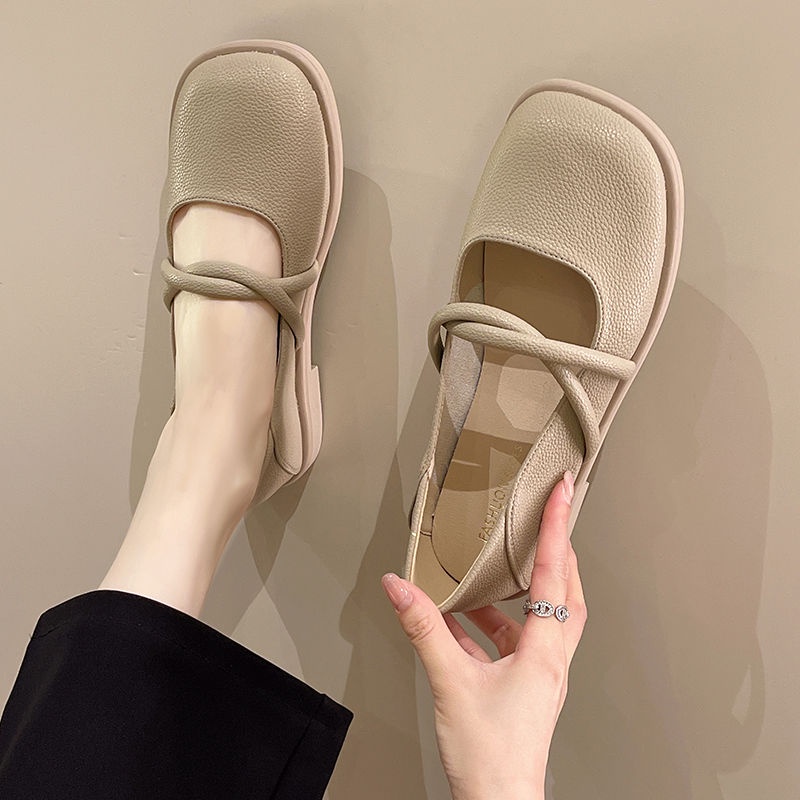 Giày Búp Bê Đế Mềm Màu Trơn Phong Cách Vintage Pháp Cho Nữ Màu Sắc