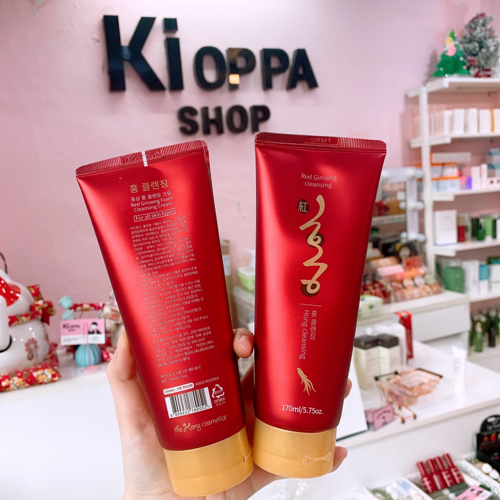 Sữa rửa mặt hồng sâm hong cosmetics Hong Cleansing Red Ginseng Cleansing Foam