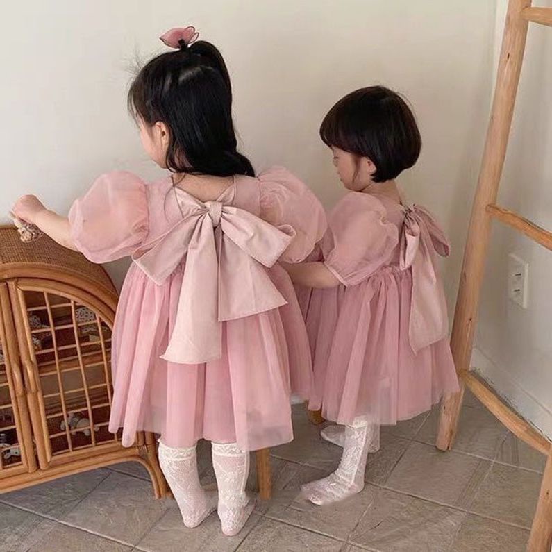 Đầm Công Chúa Tay Phồng Phối Lưới Thời Trang Mùa Hè Cho Bé Gái