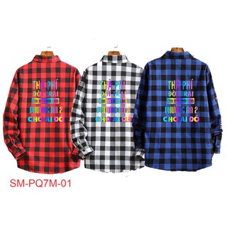 Áo khoác sơmi cao cấp sọc caro unisex nam nữ sunitee