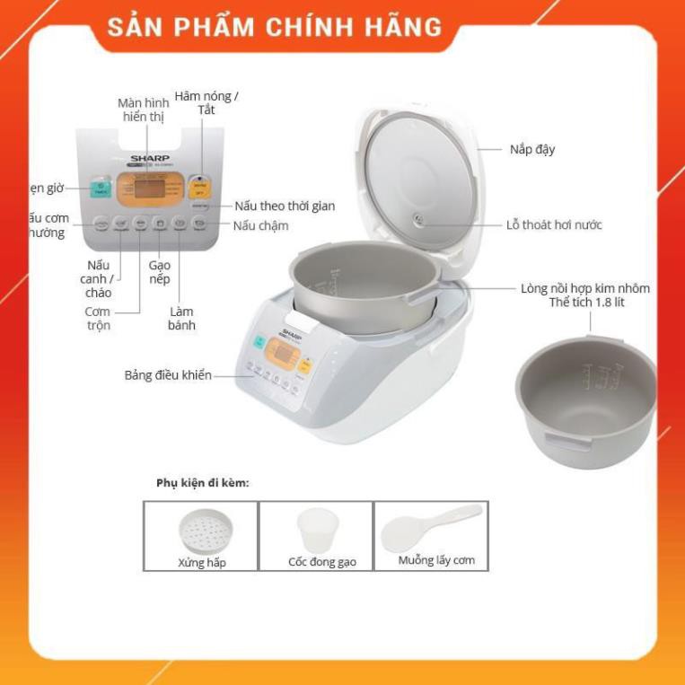 [ CHÍNH HÃNG ] Nồi cơm điện tử Sharp 1.8 lít KS-COM18V | KS-COM19V (Hàng chính hãng, nhập khẩu Thái Lan)