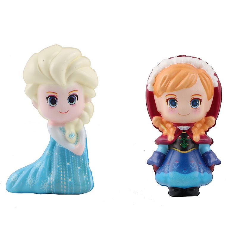 Đồ Chơi Squishy Nữ Hoàng Băng Giá Elsa &amp; Anna Kích Thước 12cm